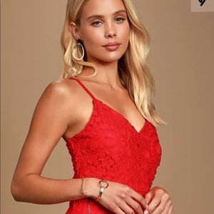 Lulu’s Perfect Love Red Lace Dress